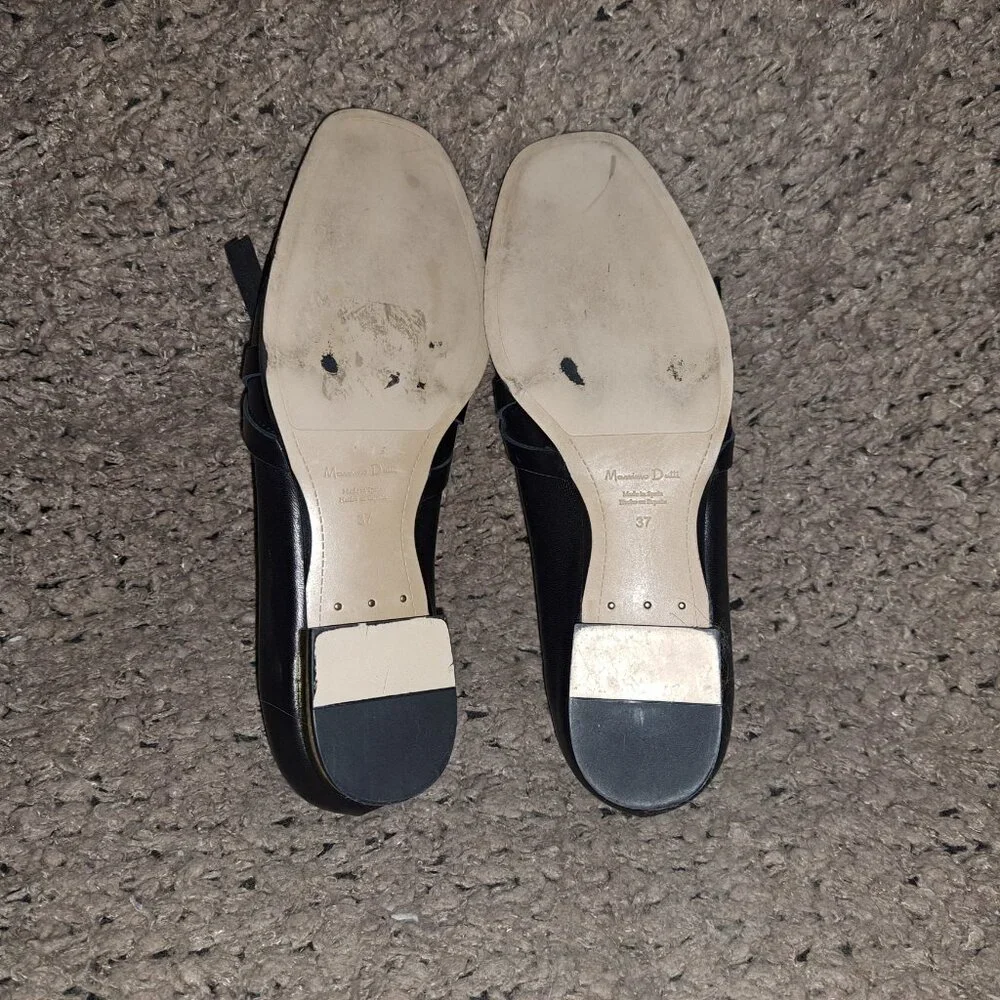 MASSIMO DUTTI-Black Nappa Leather Chain Suede Kiltie Loafers-Sz 37-Excellent - Picture 8 of 8